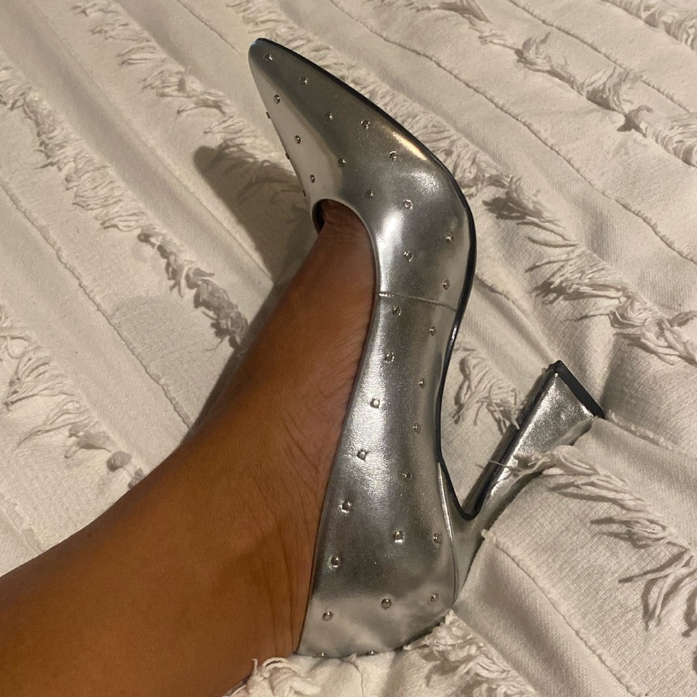 Nine West silver heels